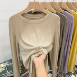 Soft-Masted Mask T Early Spring, Autumn And Winter 2026 New Loose Long-Sleeved T-Shirt Women Simple Inside The Bottom Shirt Solid Color Top