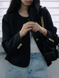 New Ladies Black XIAO Fragrant Coat Women's Short High-End Collar Small Suit
