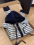 Lazy Wind Stripes Clammed Long-Sleeved Knitted R-Shirt Women's Spring And Autumn 2025 New Fashion Loose Sweater Coat
