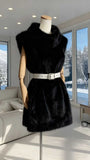 Dress Small Man Temperament To Attend Important Occasions Folded White Knitted High-Neck Vest Dress Winter