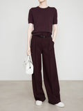 Spring Anola Red Straight Pants Long Pants Women's New Thick Twill Broad Leg Suit Pants