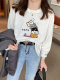 Pure Cotton Morning And Autumn White Long-Sleeved T-Shirt 2025 New Design Sense Loose Spring And Autumn Bottom Shirt Women Put On Clothes