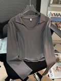 Fish Bone Top Female Senior Sense Of The Hottie With A Small Design Short Long-Sleeved T-Shirt Early Autumn