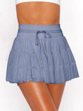 Hot Sales Sweet Fresh Fresh Solid Color Lace Mesh Splicing Skirts Anti-Walking Light Belt Seat Pants Skirt