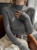 Maillard Wears A Thick Long-Sleeved Knitted Bottom Shirt For Women's Autumn And Winter New Half-High Collar With Thin Tops