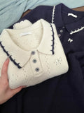 Korean Giant Good-Looking Early Autumn Top 2025 Collar Thin Knitted Women's Sweater Loose Design Small Blouse