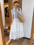 The Color Of The White Cake Skirt And The Half-Dressed Woman 2025 Summer New High-Rise Thin A-Word Dress Design Sense