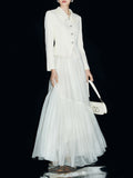 Spring 2026 New Temperament White Fragrant Coat Women Wear A Long Season Wearing A Collar Short Top