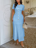 Dili Simple Elegant Style Button Short Sleeve Dress Dress Women's 2025 Autumn And Winter
