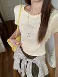 The Texture Of The Round Collar Shoulder Short Sleeve T-Shirt 2026 Summer New Slimming Single Special Beautiful Top