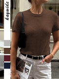 Dili Casual Simple Short-Sleeved Fashion T-Shirt Wool Women's Clothing 2025 Autumn And Winter