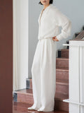 Spring And Summer 2026 New Suit Tiansi Suit Temperament Short Coat Broad Leg Pants Two Sets Of Smart Wear