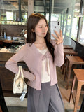Pink Lace Lace Fake Two Design Knitted Shirt Women 2026 Autumn And Winter Repair Bottom With Long Sleeve Top