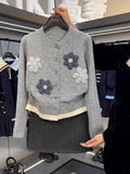 Small Fragrant Style, Gray-Educated Gray Knitted Sweater Cardigan Coat Women's Autumn And Winter New High-End Feel Top