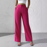 New Elegant Solid Color High-End Hanging Broad Leg Trousers Straight Suit Trousers Trousers Women's Pants