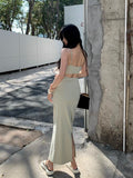 Pure Hot Girl Hanging Back Hanging Dress Girl Summer Bagg Hip Dress Holiday Style Open Fork Dress