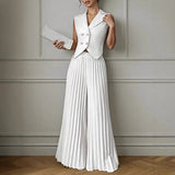 2025 Women's New Fashion Fashion Vest 100-Folded Skirt Pants Two Sets Of Trousers Set Women