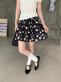 French Retro Black Floral Short Skirt 2026 Summer New High-Waist A-Word Tight Cake Skirt Small Half Skirt