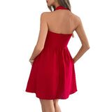 Dilu Elegant Temperament Hanging Neck Half-Dress Dress Dress Women's Dress 2025 Summer