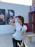 Ballet Style Lace Lace Collar Short-Sleeved T-Shirt Women 2026 Spring And Summer Pure Desire To Wear A Bottom Shirt Top