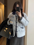 Winter Blue Cotton Short Coat Women's Small Fragrant Style 2026 New Super-Looking Thin Cotton Coat Cotton Clothes