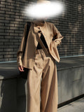 New Set Loose Design With Long-Sleeved Shirt Short Long-Legged Secret Broad Leg Trousers Set
