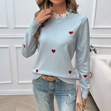 Dili 2025 Autumn And Winter Top Women's Temperament Casual Embroidery Love Long-Sleeved Sweater