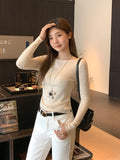 French Giant Look Hot Diamond Gentle Design Knitted Long-Sleeved Women's Clothing Early Autumn Wearing BottomÐÞÐÞ Of The Body To Repair The Body