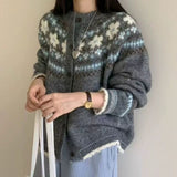 Fair Island Jasmine Premium Sweater Coat Women's New Easier Vintage Clammed Klammed Knitted Jacket In Autumn