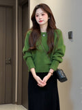 Orange Sweater Woman 2025 New Autumn And Winter Beautiful Beautiful Knitted Shirt Korean Unique Beautiful Inside Coat