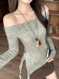 Hottie Sexy Shoulder Rivet Long Sleeve Bottom Shirt 2026 Autumn Wooden Ear Strap Inside T-Shirt
