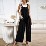Dili Women's Solid-Colored Strapping Trousers 2025 Summer Loose Broad-Legged Trousers
