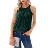 2026 Summer New Solid Color Hanging Neck Female Squine Micro-Bomb Sling Vest