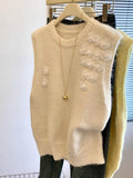 Special Counter Withdraws The Big-Name Shearing Women's Three-Dimensional Flowers Round Knitted Vest In Autumn High-End Feeling Wear Vest