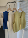 Vintage High-End Feel V Collar Knitted Vest Women Spring, Autumn And Winter Folded Wearing A Short Sweater Vest Coat