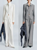 2026 Spring New 'Virtual Character' South Korea Flattened Double-Headed Zipper Shirt Double-Folded Leg Pants