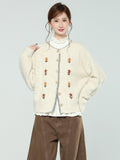 High-End Languid Wind Thick Embroidered Chinese Button Sweater Jacket Women 2026 Autumn And Winter Loose Round-Neck Long-Sleeved Knitted Open Shirt
