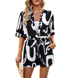 Printed Crash Suit Women's Clothing 2025 Spring And Summer Casual Loose People Cotton Shirt Shorts Two Sets