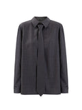 New High-Wisdom Wearing The Same Gray Stripes Loose Thin Shirt Tie Shirt Woman