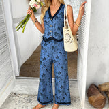 Dili 2025 Spring/Summer Bohemia Printed Lace Jacket Ma Arma Long Pants Set Women's Clothing