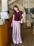 Korean Fashion Solid Color Thin Tug Trousers Women 2026 Summer New Commuting Lazy Casual Trousers