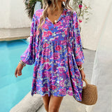 Dili Women's Clothing 2025 Spring And Summer Leisure Vacation People Cotton Print Long-Sleeved Dress