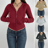 Dili 2025 Autumn And Winter Temperament To Repair Short-Term Zipper Open-Shirt Hooded Coat Women's Clothing