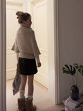 Gentle Style French Temperament High-Neck Short-Sleeved Sweater Autumn New Folded Loose Thin Chic Tops Up Jacket