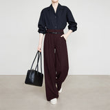 Ancora Red Straight Trousers Long Trousers Women's New Thick Thighs Broad-Legged Suit Pants