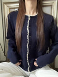 Korean Early Autumn Atmosphere Wearing A Knitted Shirt On The Top Of The Women Loose Lace Lazy Sweater Coat