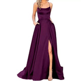 2026 New Bridesmaids Dress Long Dress Small Tailings Slings Solid Party Evening Dress