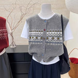 Korean Literary And Artistic Temperament Knitted Vest Vest Women Spring And Autumn Folded Through The Horse Clip Niche Design Sweater Shoulder