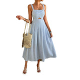 Dili 2025 Spring/Summer Leisure And Elegant Holiday Style Pure Color High-Waisted Sling Dress Women's Dress