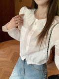 White Lotus Lace Lace Doll Collar Long-Sleeved Shirt Women 2026 Button Tight Under The Bottom Shirt